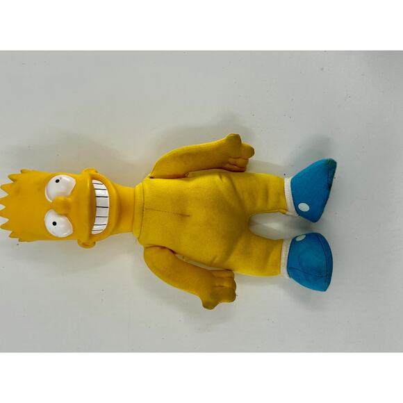 Vintage 1990s Bart Simpson Plush Toy with Plastic Head The Simpsons 8" - Picture 3 of 4